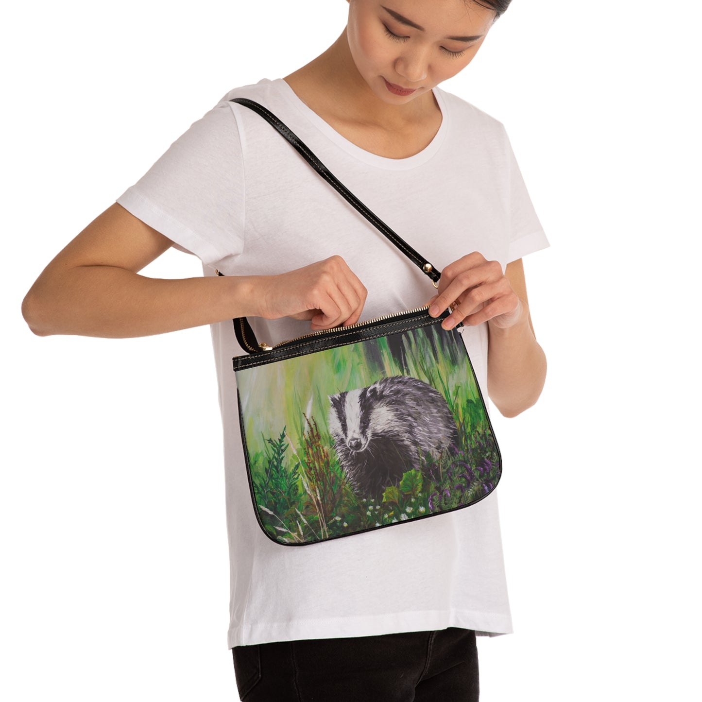 Mrs. Badger out Foraging Small Shoulder Bag