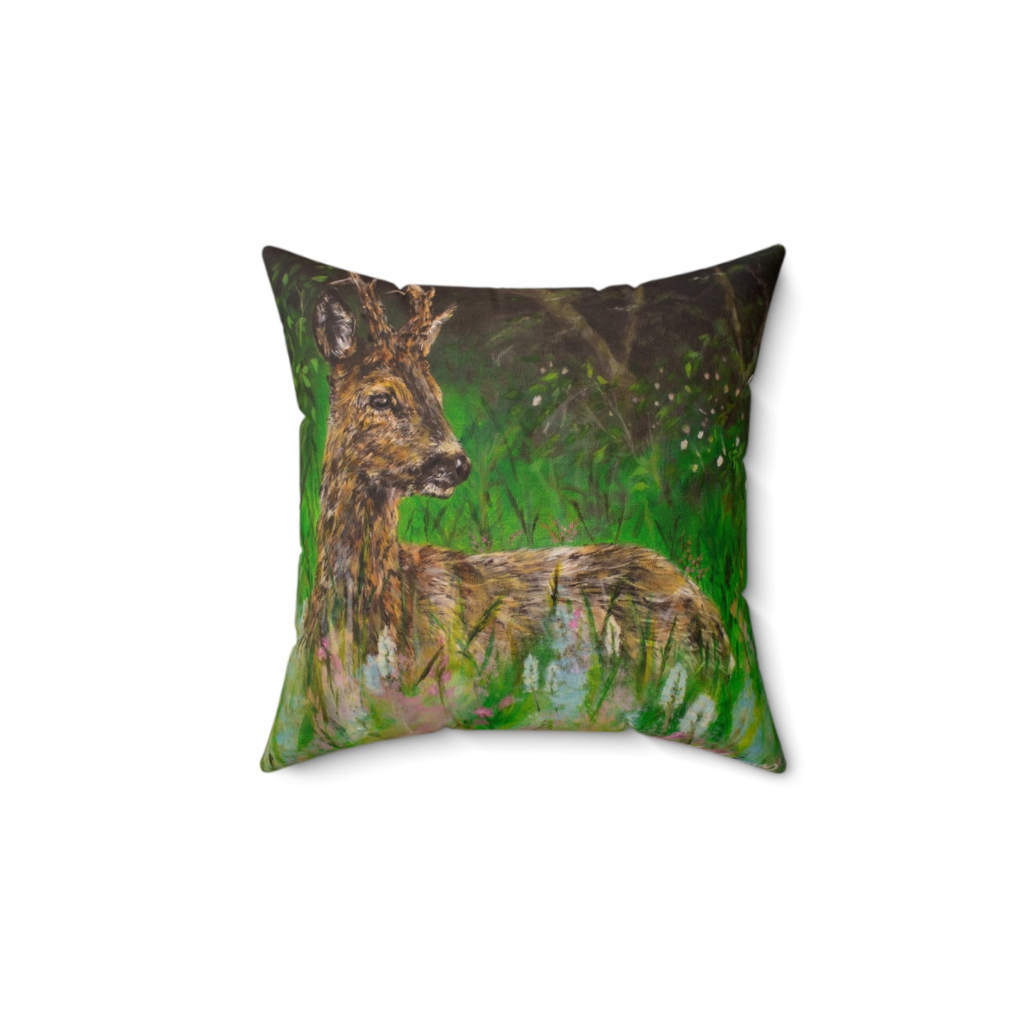 Midsomer Stag, Roe Deer Spun Polyester Square Pillow