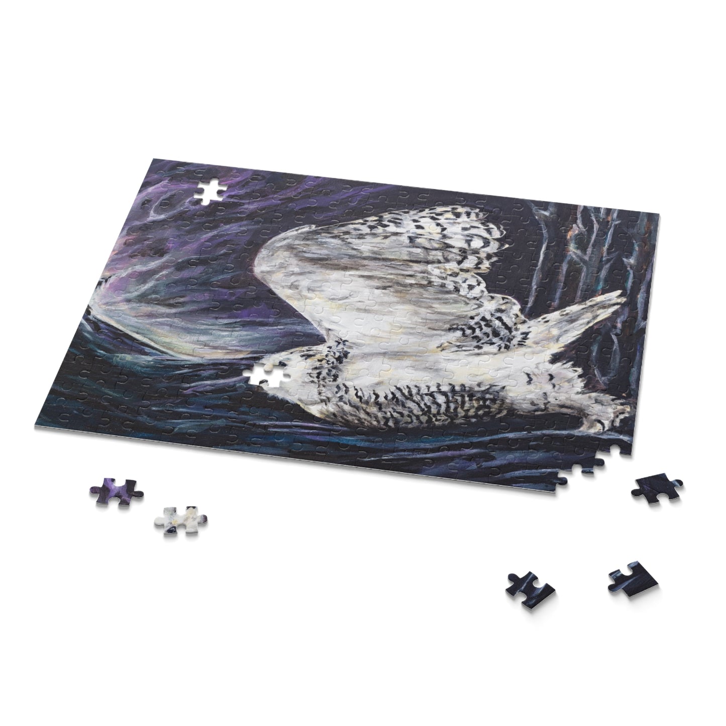 Aurora Snowy Owl under the Northern Lights Puzzle (120, 252, 500-Piece)