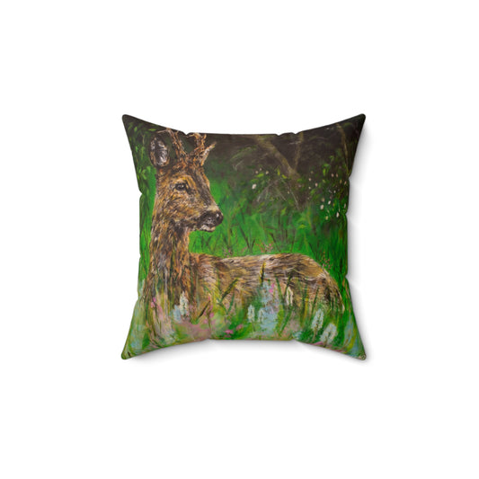 Midsomer Stag, Roe Deer Spun Polyester Square Pillow