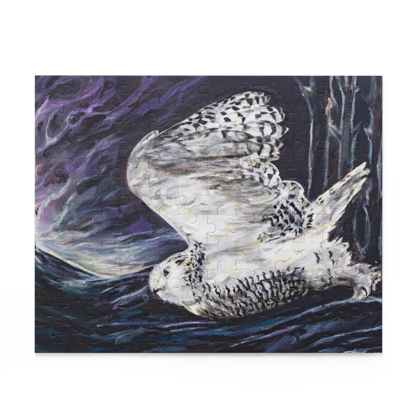 Aurora Snowy Owl under the Northern Lights Puzzle (120, 252, 500-Piece)