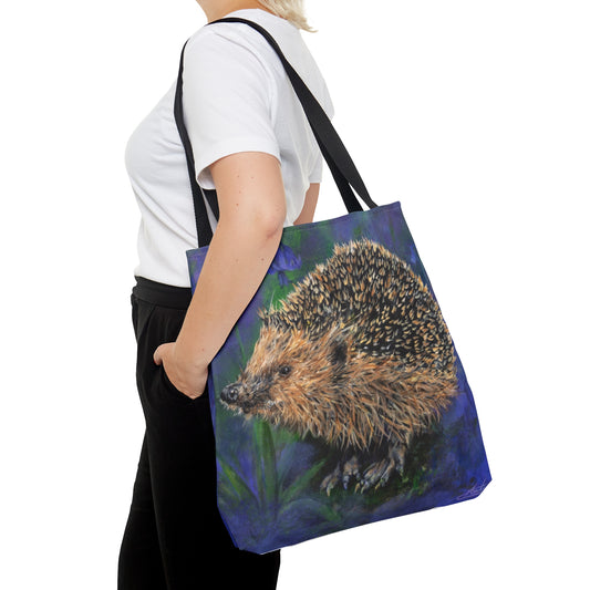 Mr Snuffles the Hedgehog in the Bluebells AOP Tote Bag