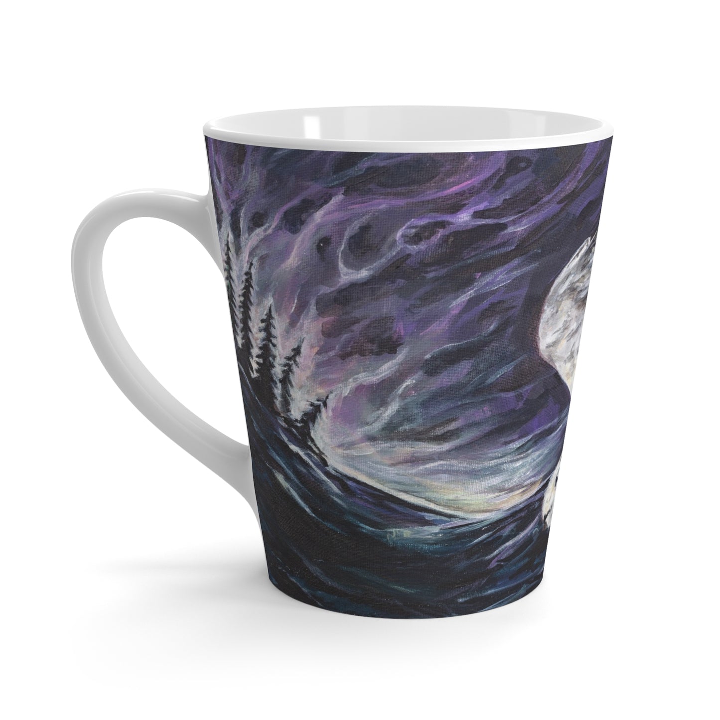 Aurora Snowy Owl under the Northern Lights Latte Mug