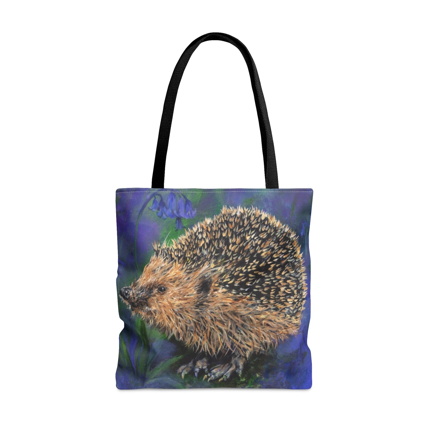 Mr Snuffles the Hedgehog in the Bluebells AOP Tote Bag