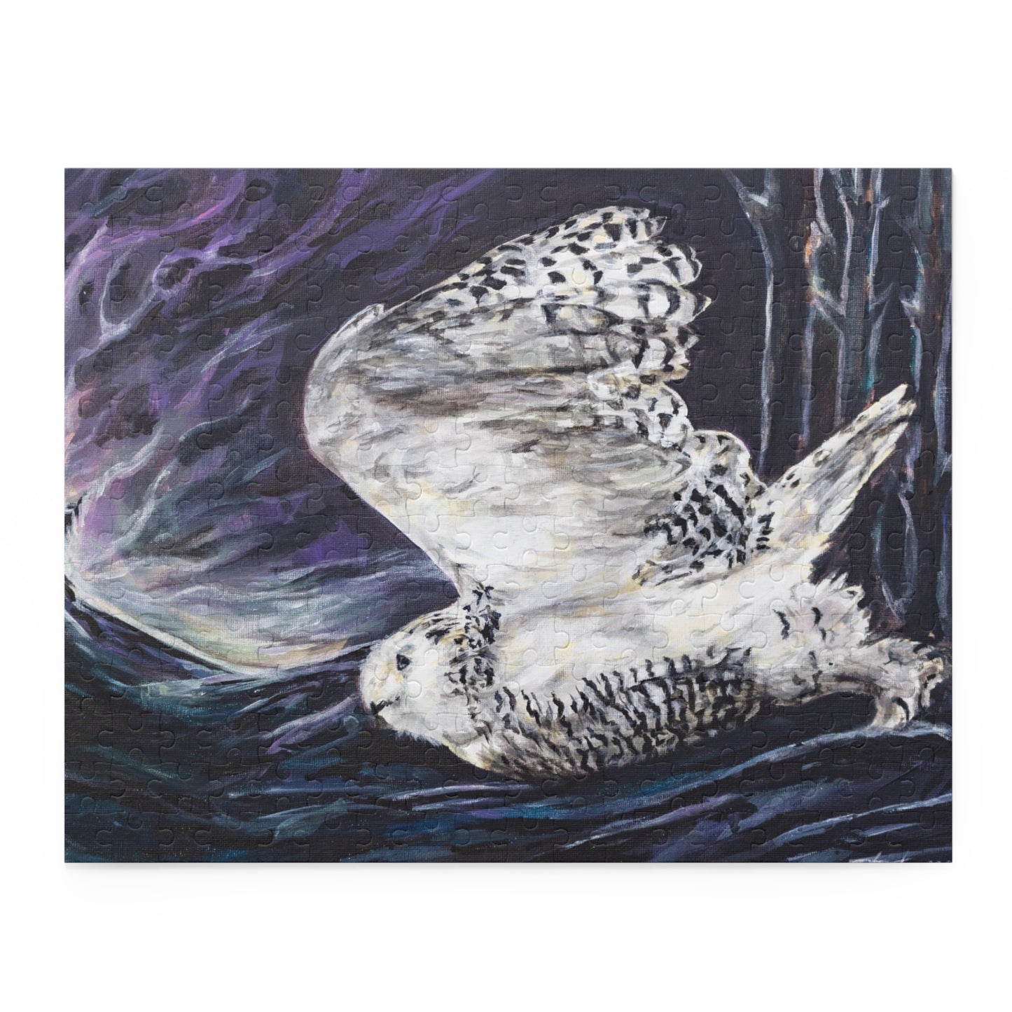 Aurora Snowy Owl under the Northern Lights Puzzle (120, 252, 500-Piece)