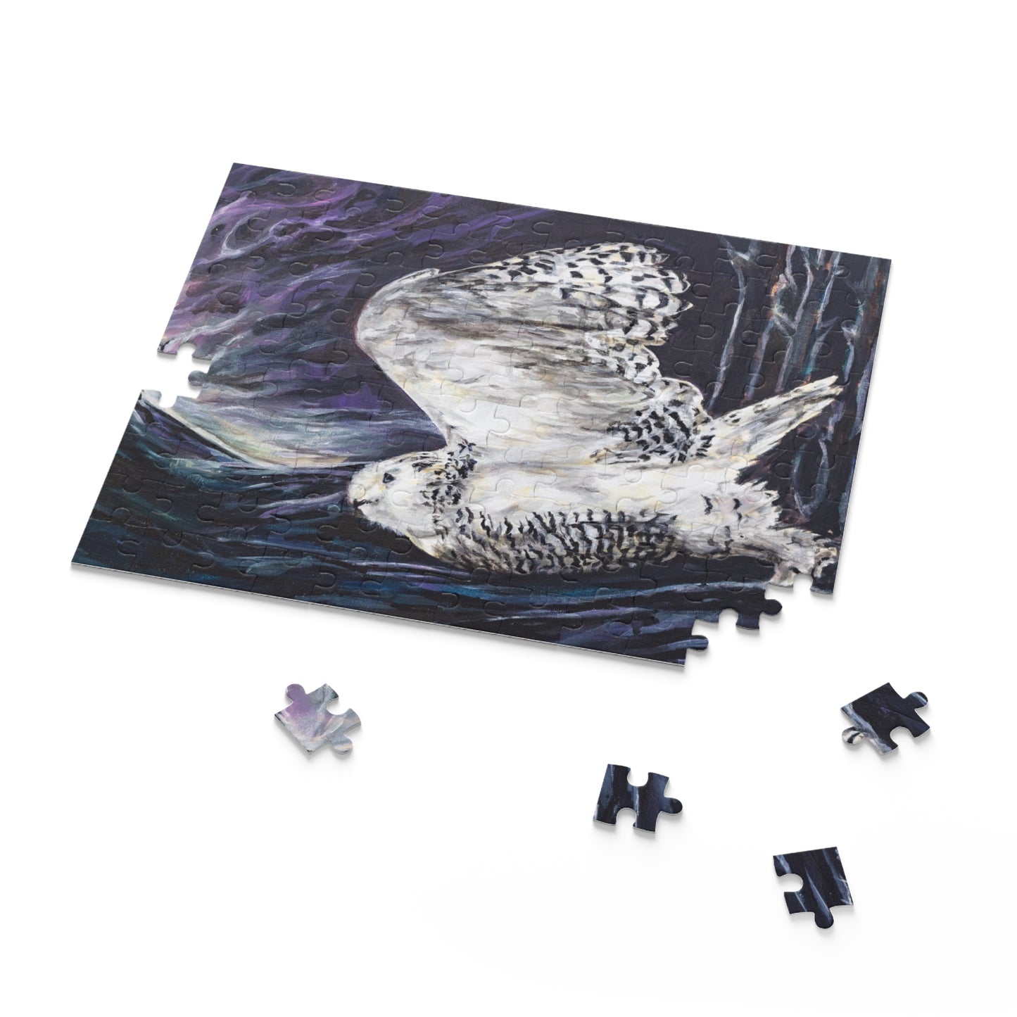 Aurora Snowy Owl under the Northern Lights Puzzle (120, 252, 500-Piece)