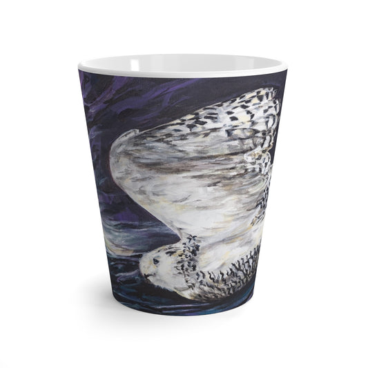 Aurora Snowy Owl under the Northern Lights Latte Mug